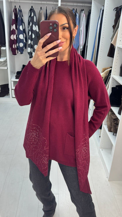 Qayla Plain Button Back Scarf Jumper