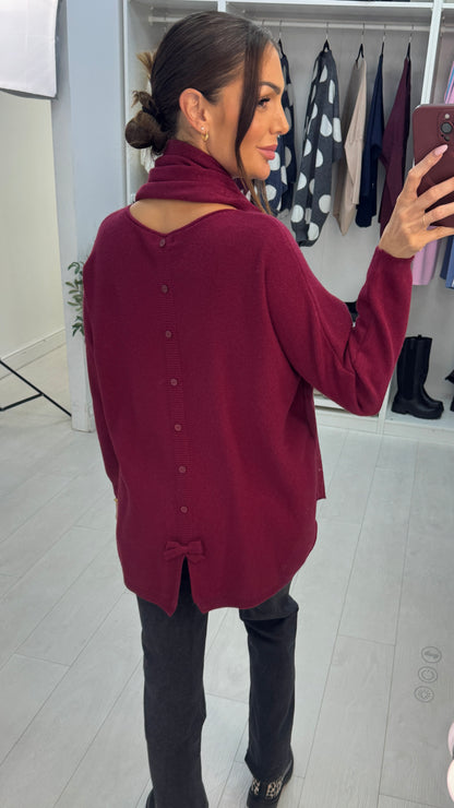 Qayla Plain Button Back Scarf Jumper