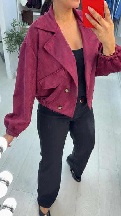 Quinsy Cropped Faux Suede Trench Coat