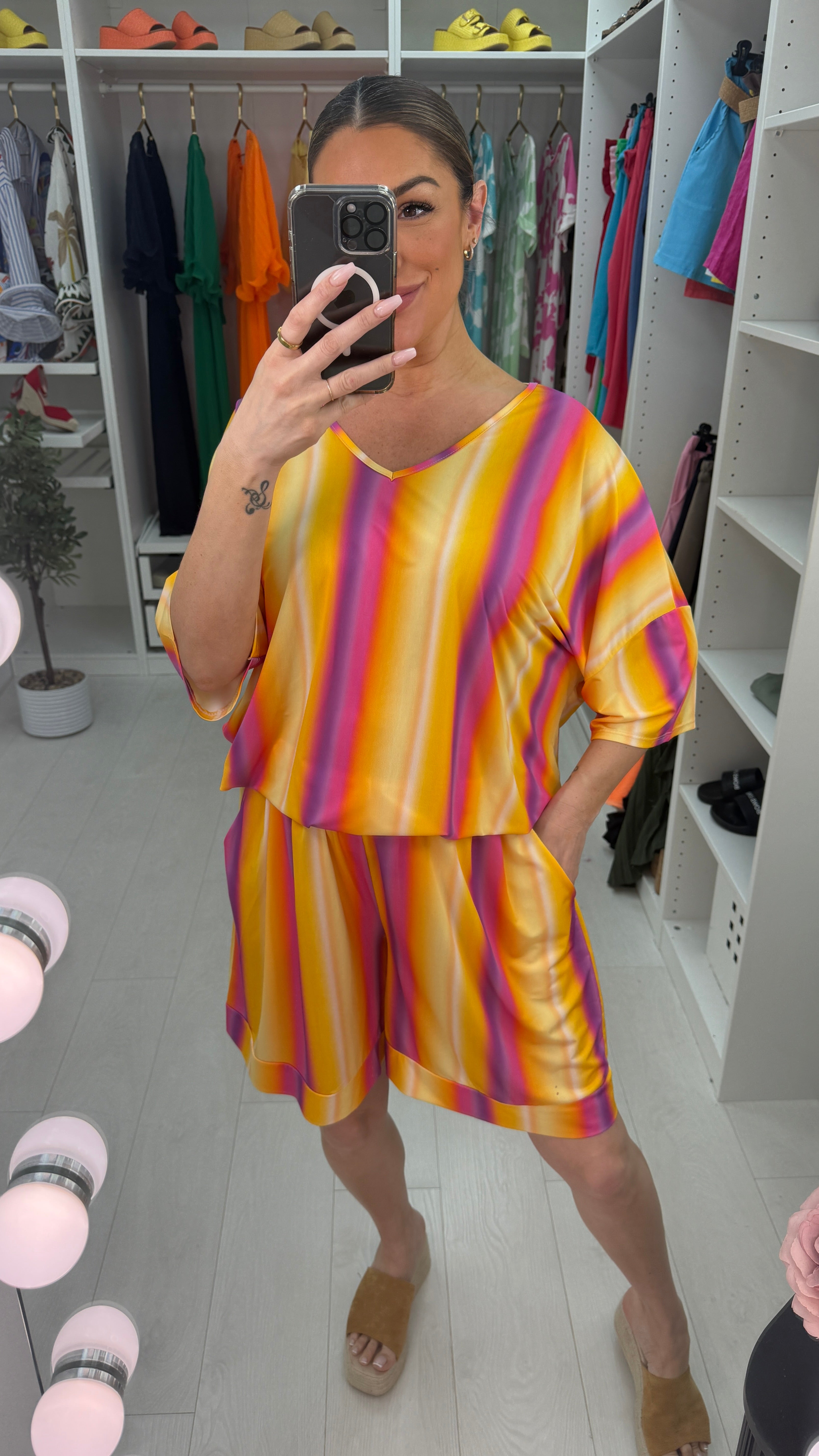 Tamrah Rainbow Loose Fit Short Co-Ord Set