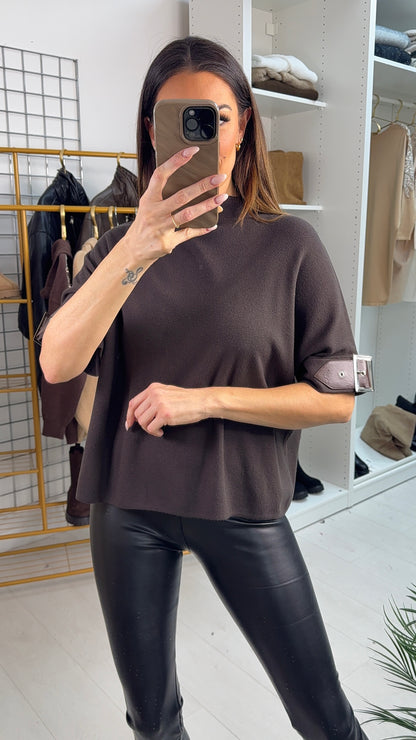 Aveline Plain Buckle Detail 3/4 Sleeve Jumper