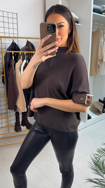 Aveline Plain Buckle Detail 3/4 Sleeve Jumper