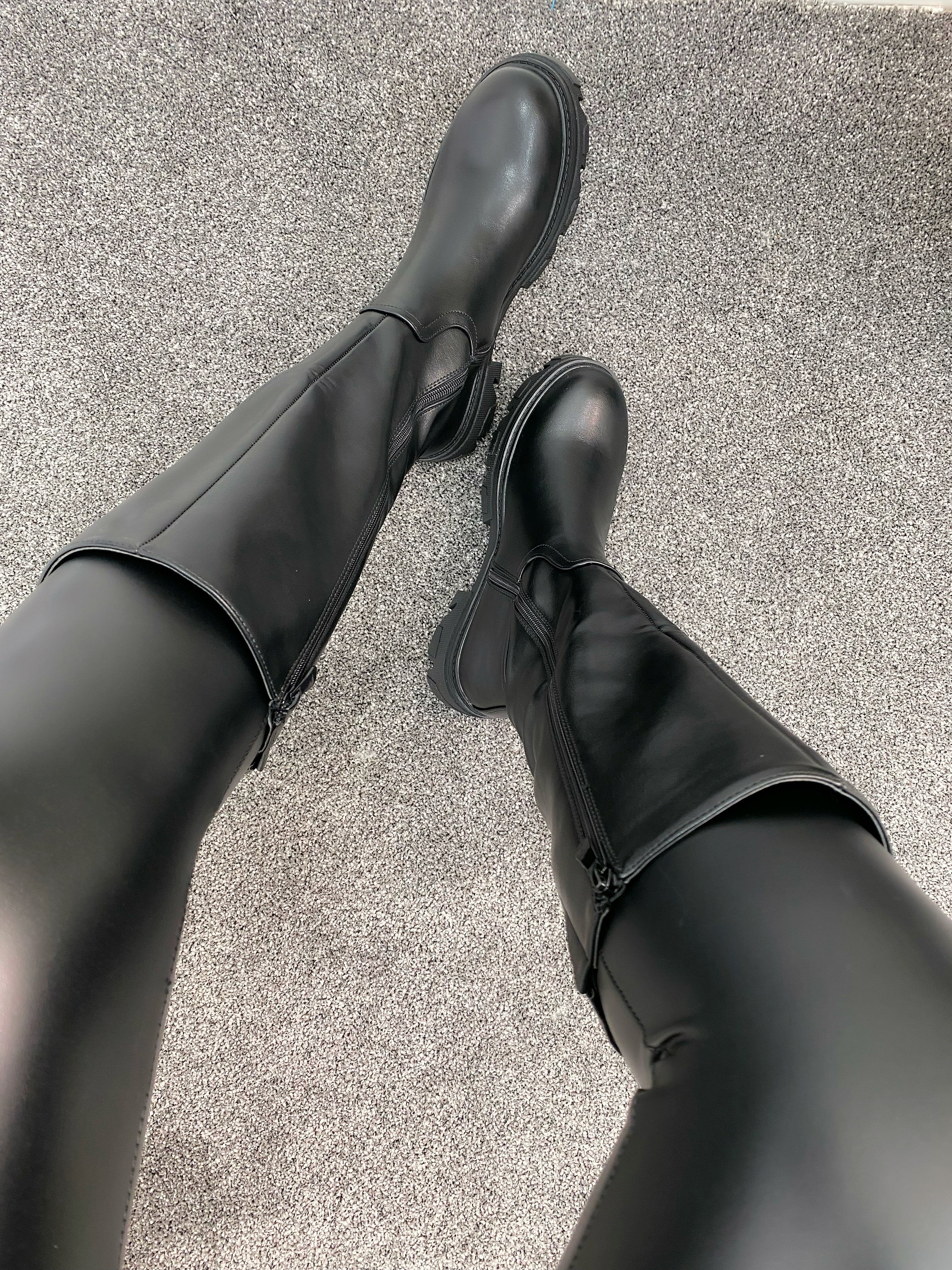 Bruce Black Chunky Knee High Boot