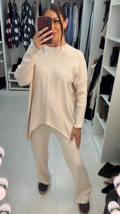 Raniah Asymmetric Knitted Loungewear Set