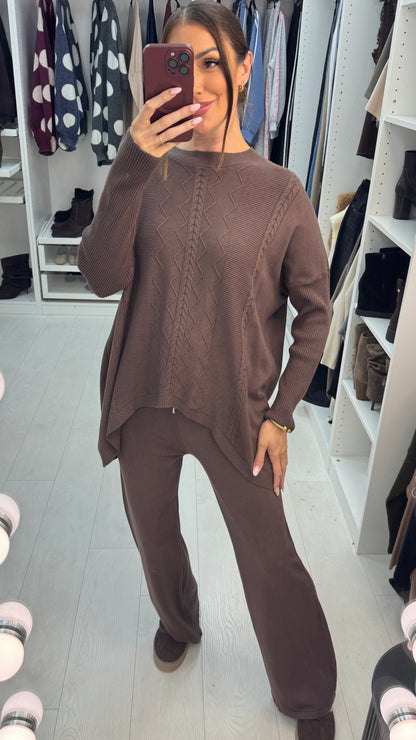 Raniah Asymmetric Knitted Loungewear Set