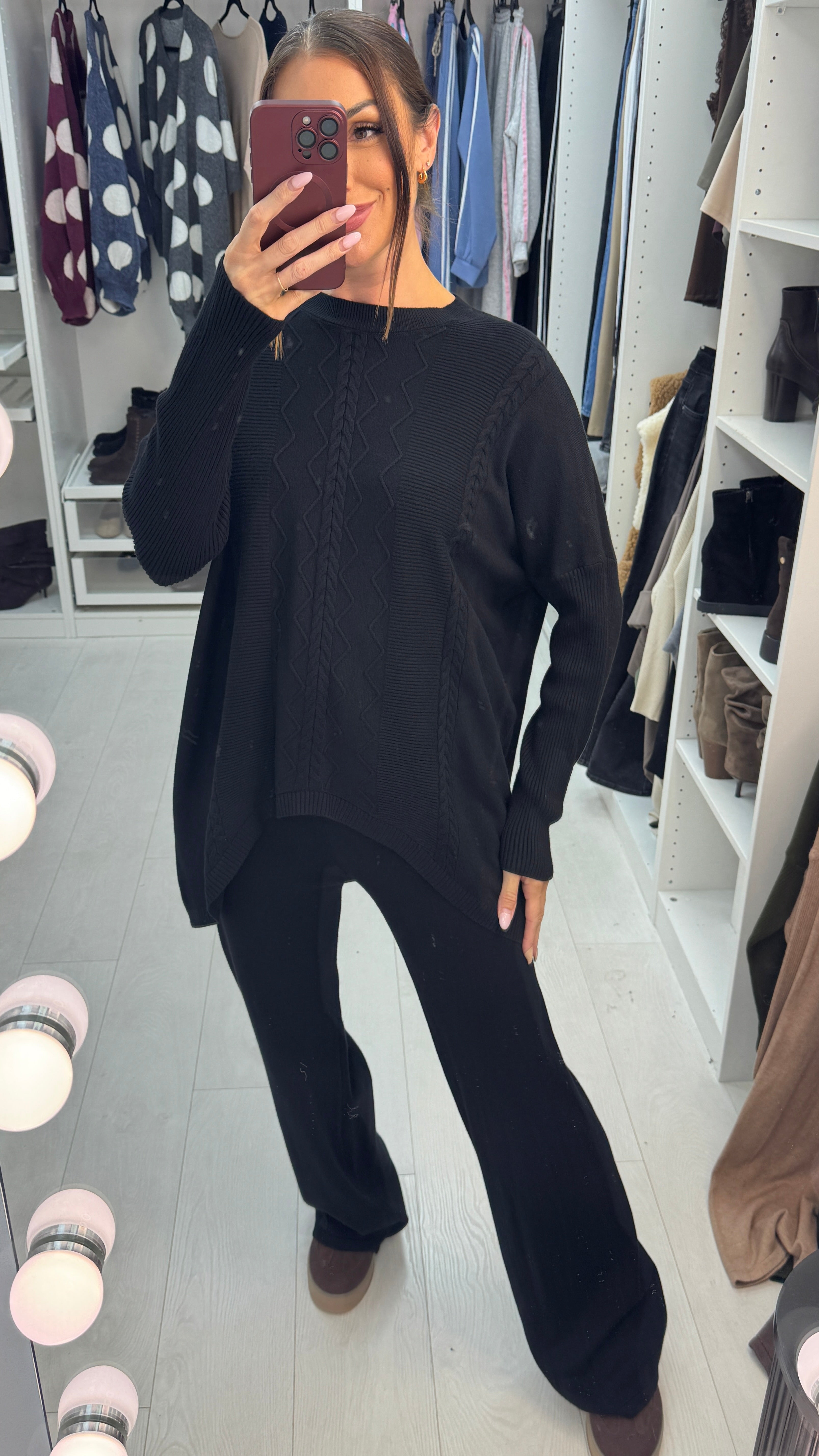 Raniah Asymmetric Knitted Loungewear Set