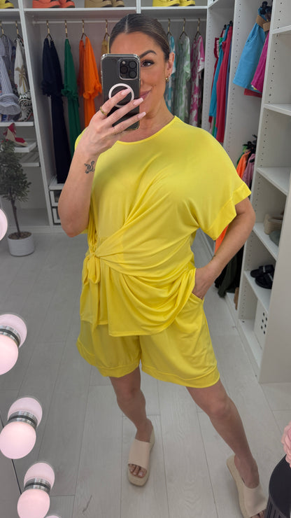 Chyna Plain Tie Side Top & Shorts Co-Ord Set