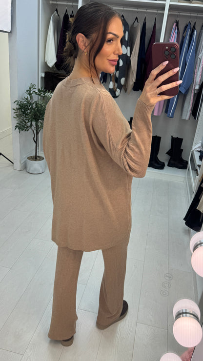 Raniah Asymmetric Knitted Loungewear Set