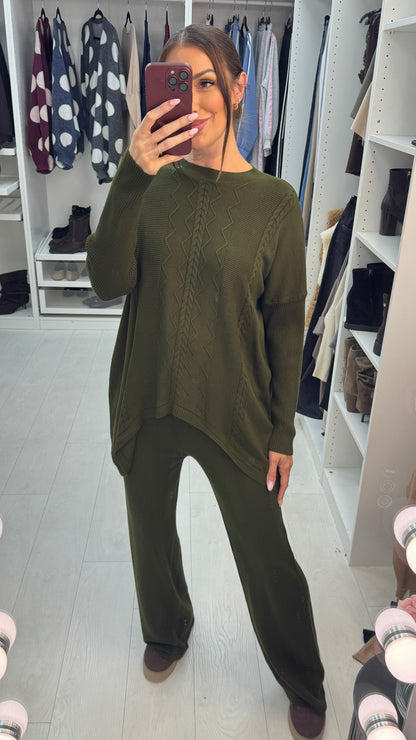 Raniah Asymmetric Knitted Loungewear Set