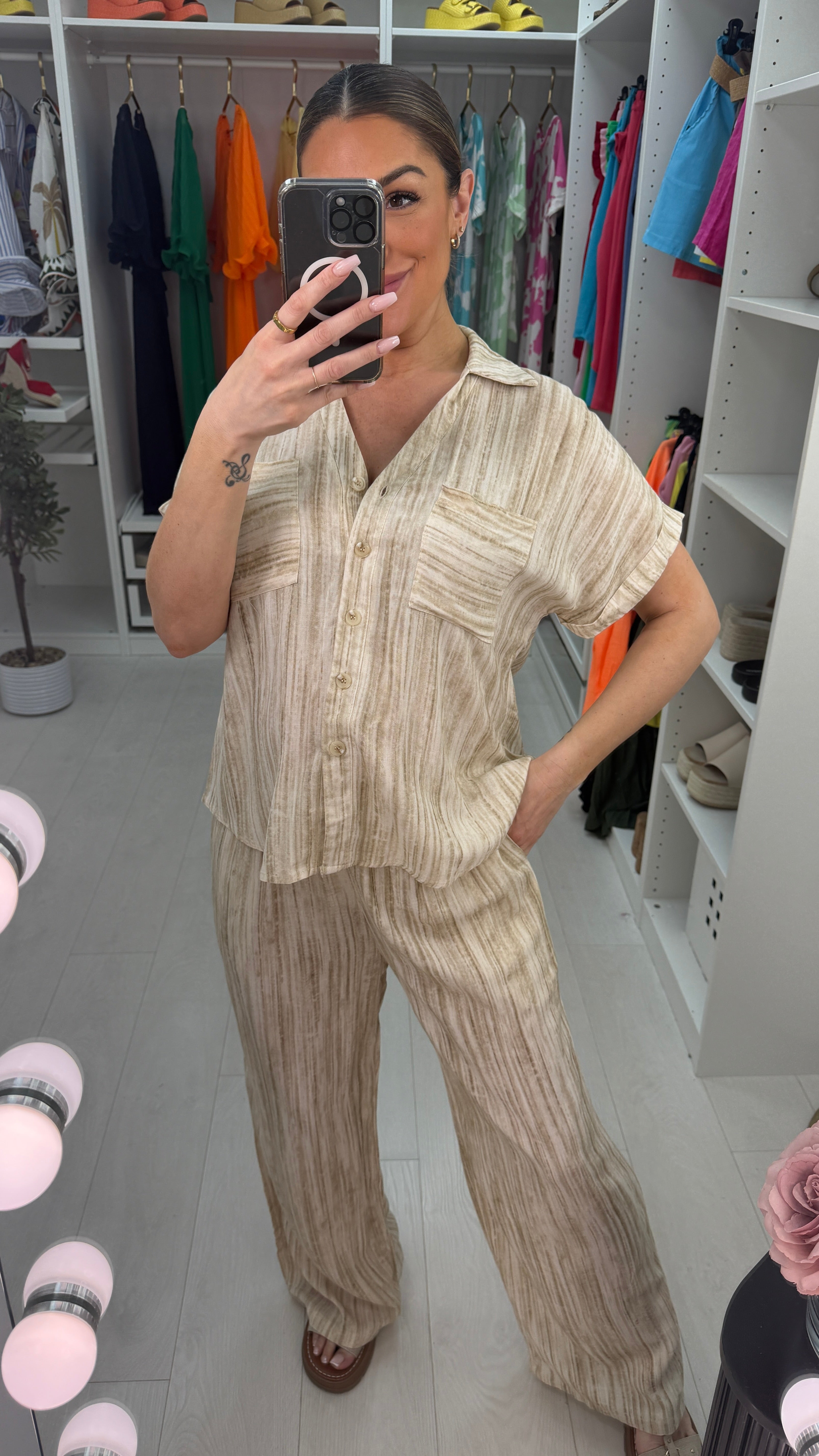 Rosey Printed Short Sleeve Shirt Co-Ord Set