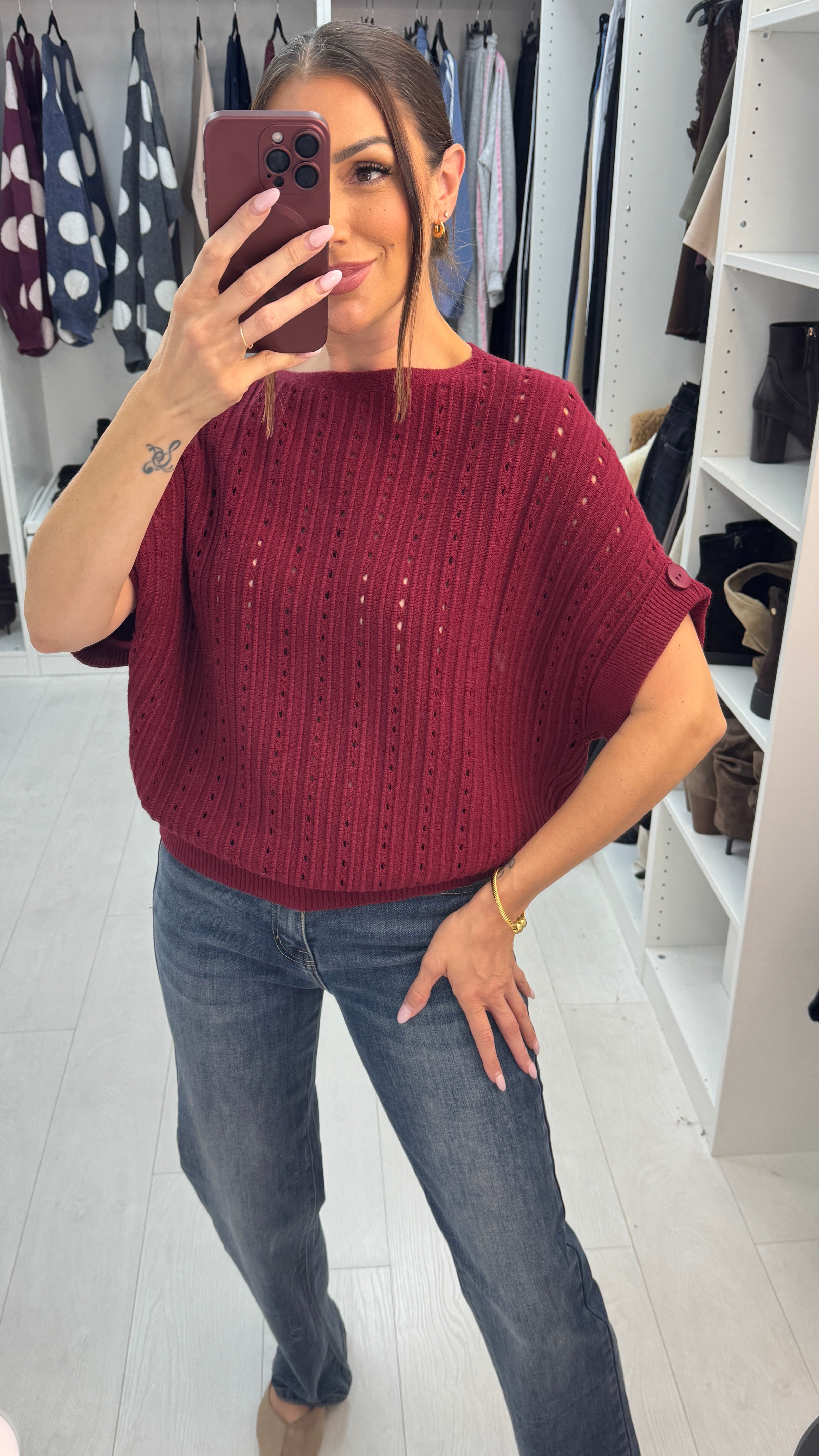 Vivika Plain Ribbed Short Sleeve Jumper