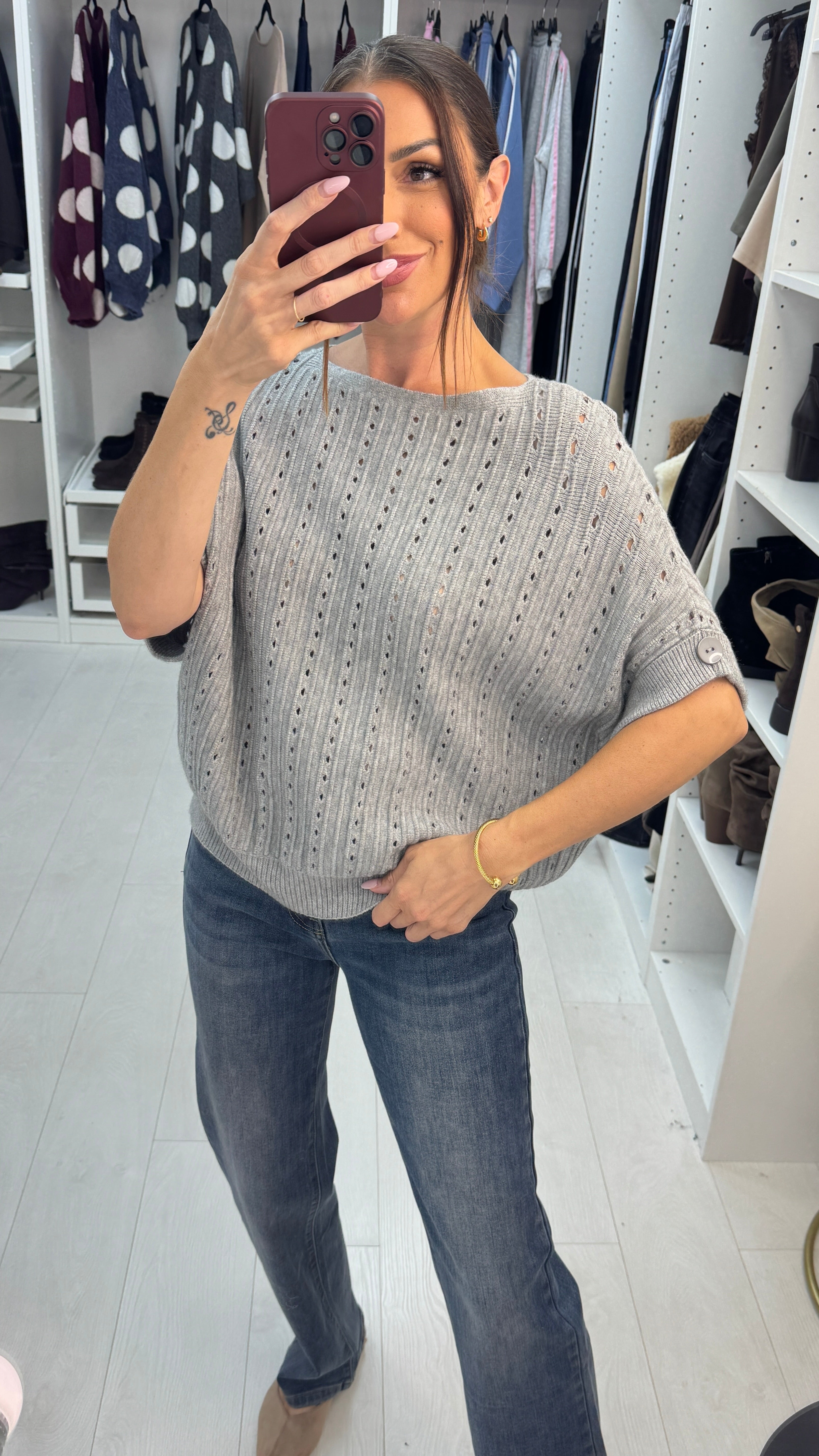 Vivika Plain Ribbed Short Sleeve Jumper