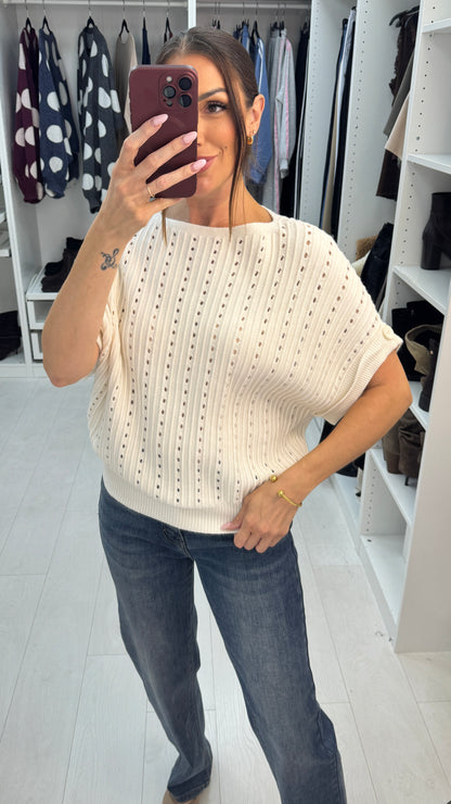 Vivika Plain Ribbed Short Sleeve Jumper