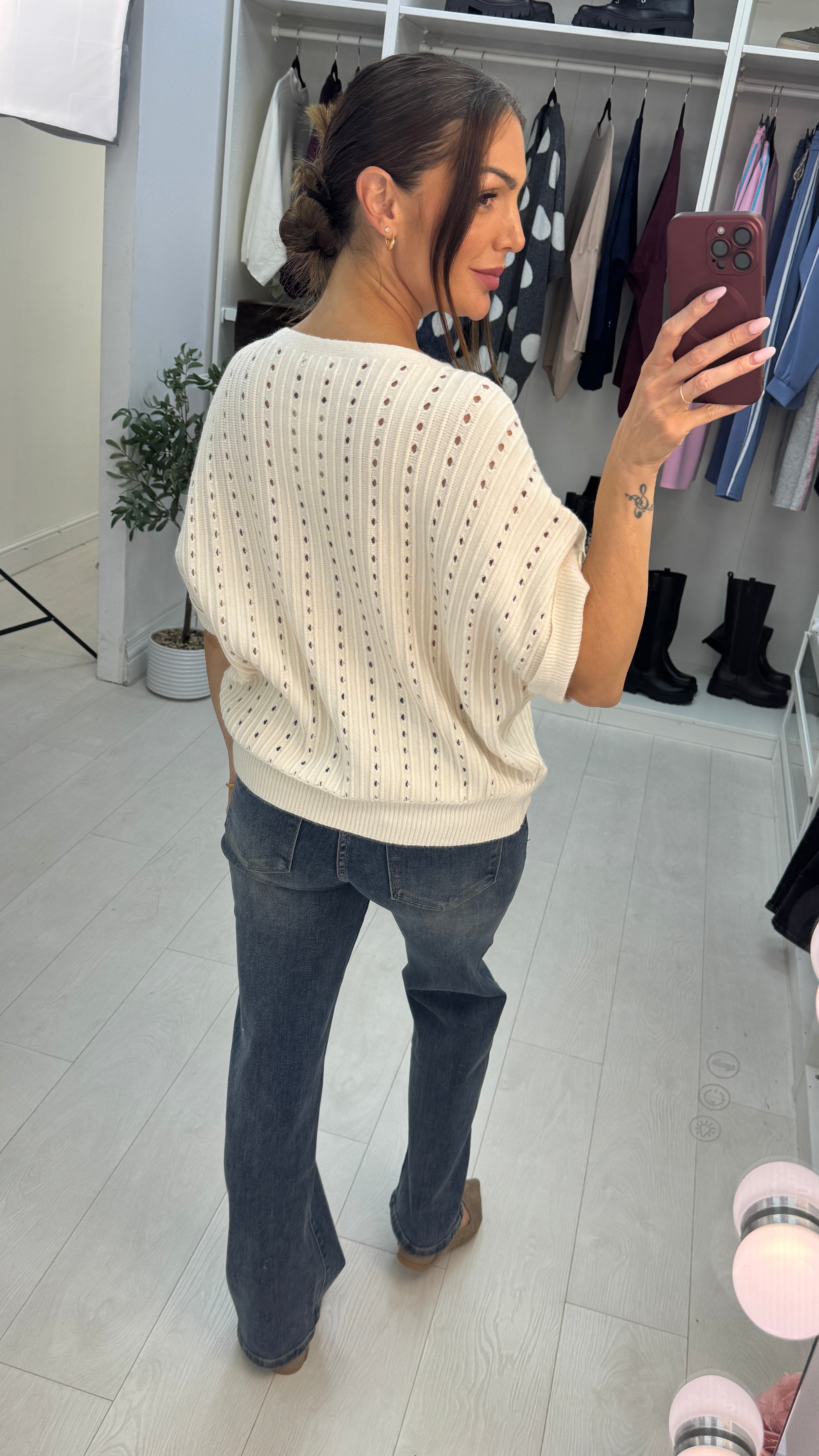 Vivika Plain Ribbed Short Sleeve Jumper