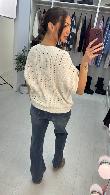 Vivika Plain Ribbed Short Sleeve Jumper