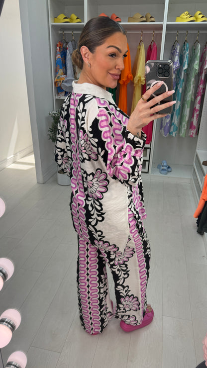 Phillis Abstract Print Shirt Co-Ord Set