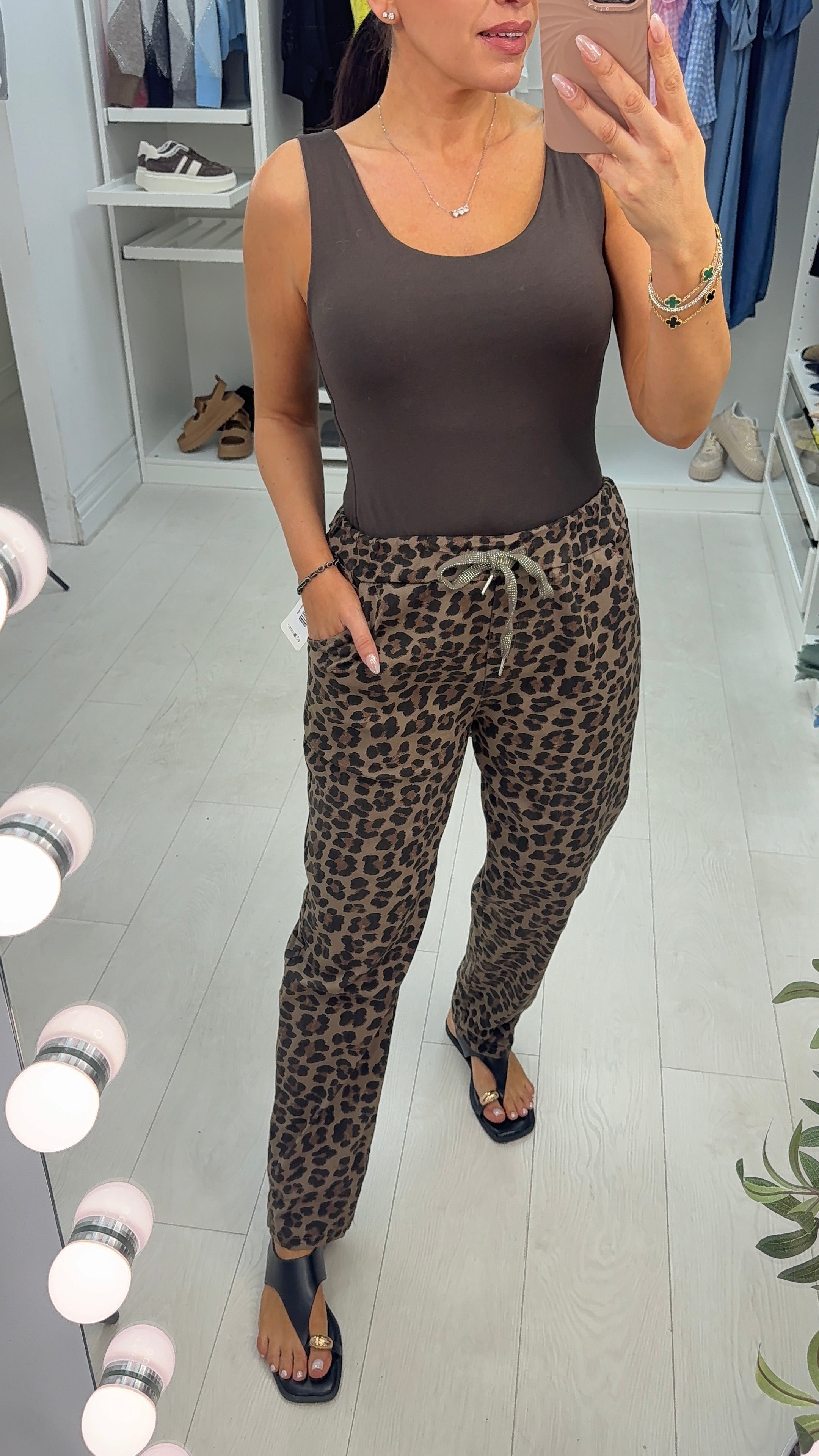Evora Leopard Print Elasticated Waist Magic Trousers