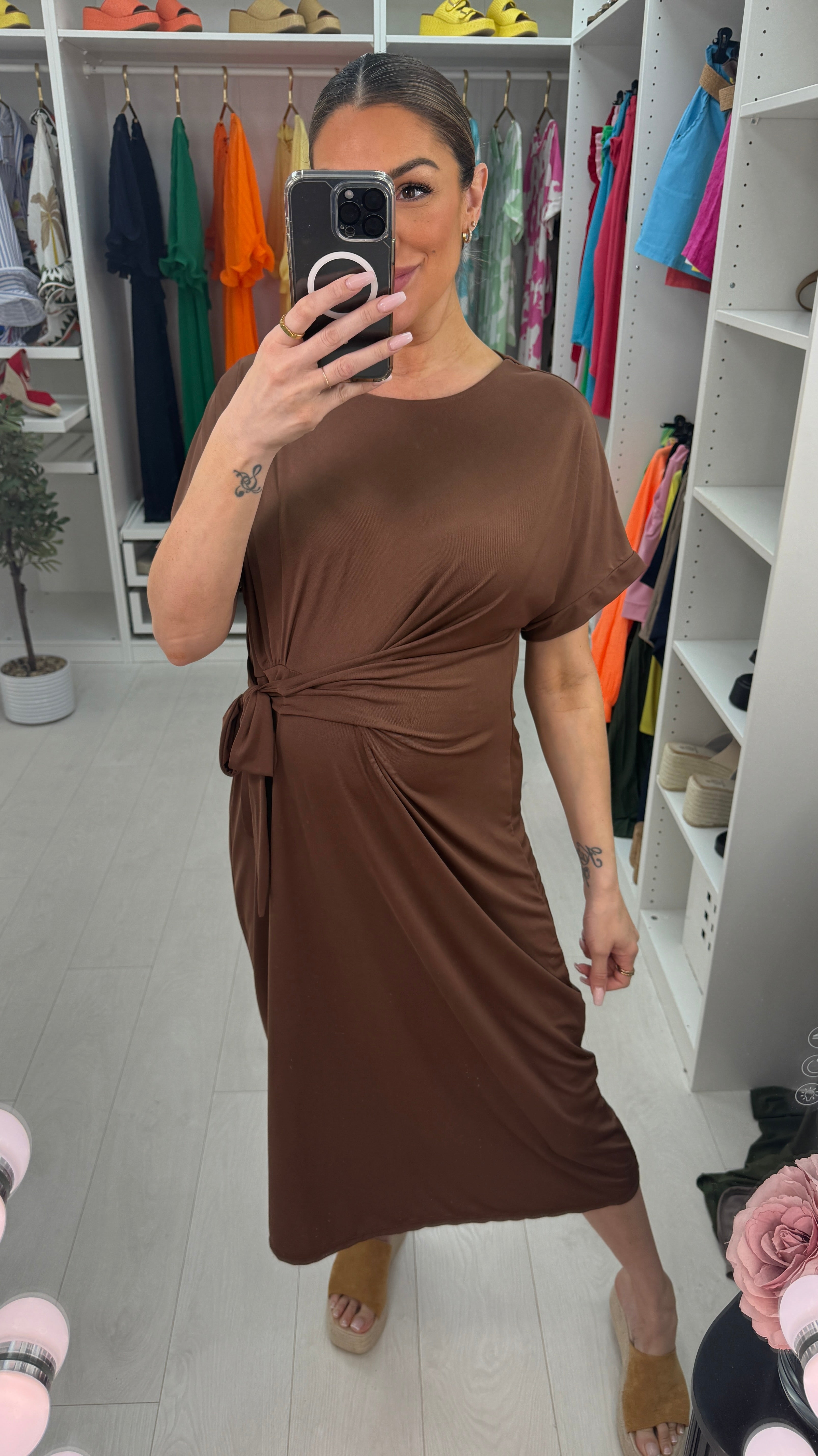 Sorcha Tie Side Plain Midi Dress