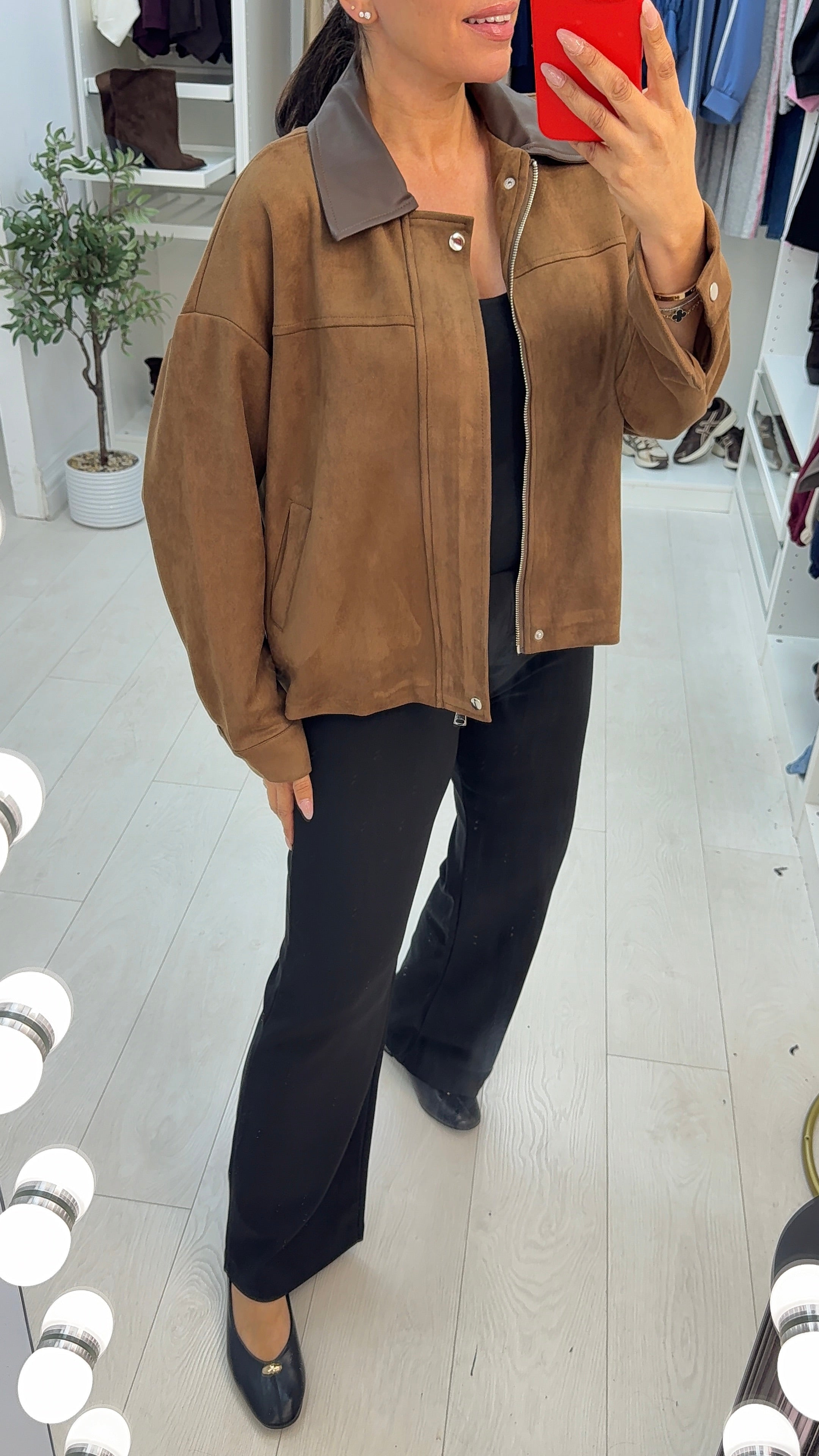 Lilley Faux Suede Collared Jacket