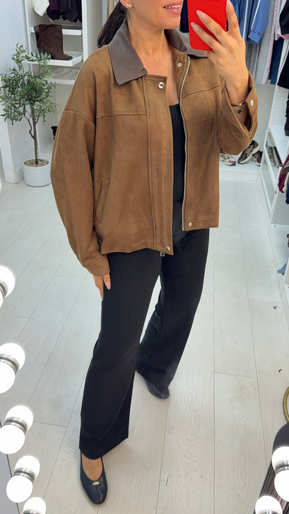 Lilley Faux Suede Collared Jacket