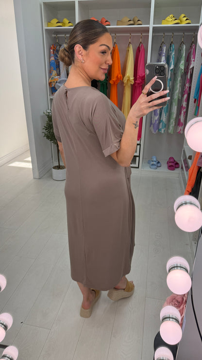 Sorcha Tie Side Plain Midi Dress