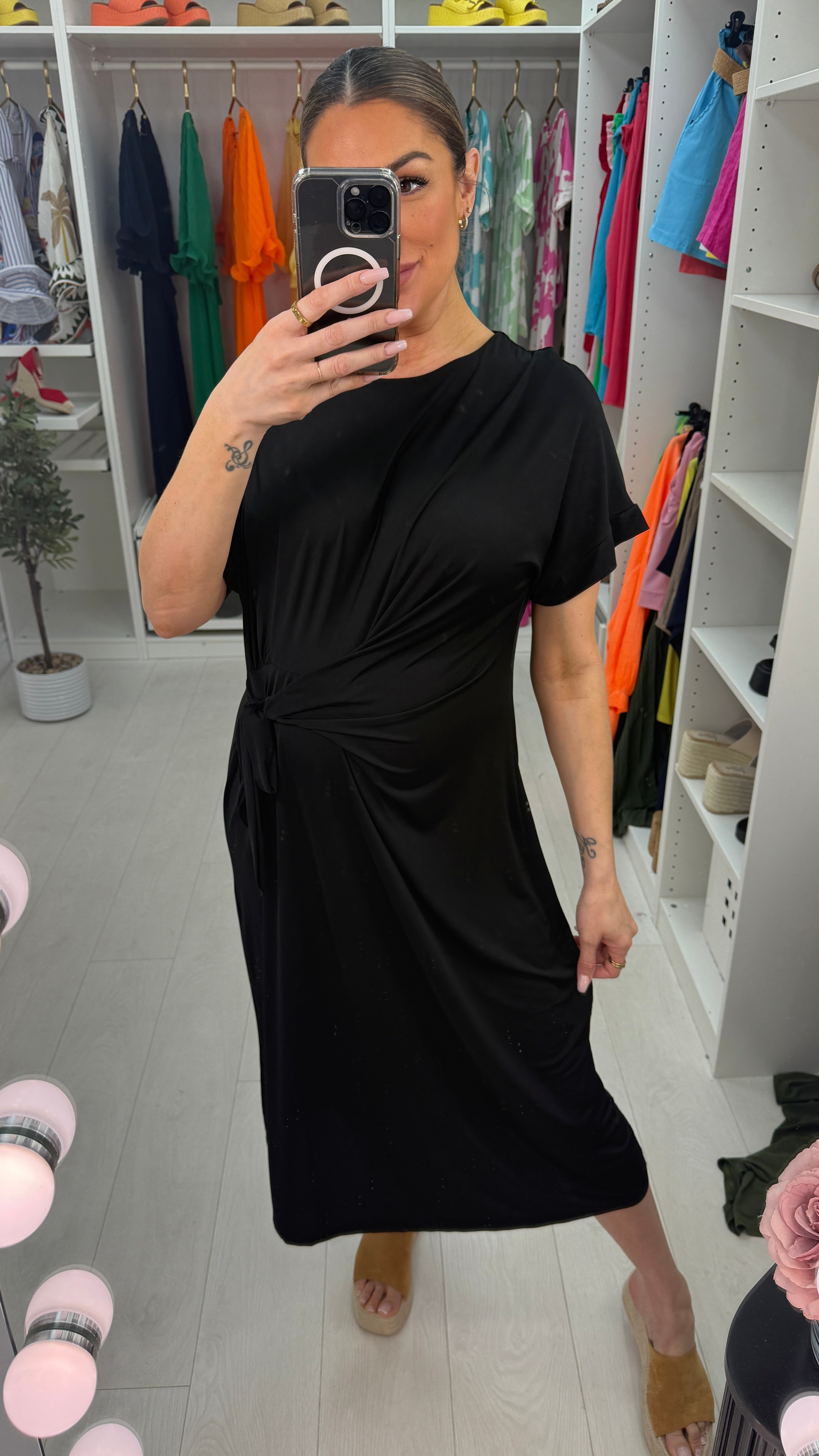 Sorcha Tie Side Plain Midi Dress