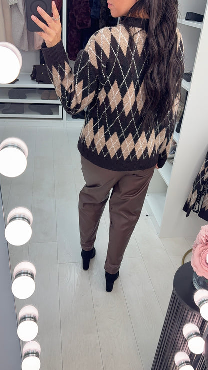 Loula Argyle Button Front Cardigan