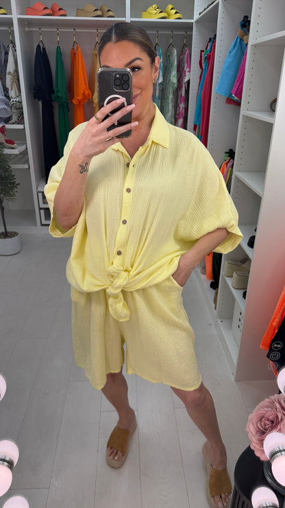 Mercia Plain Tie Front Cheesecloth Co-Ord Set