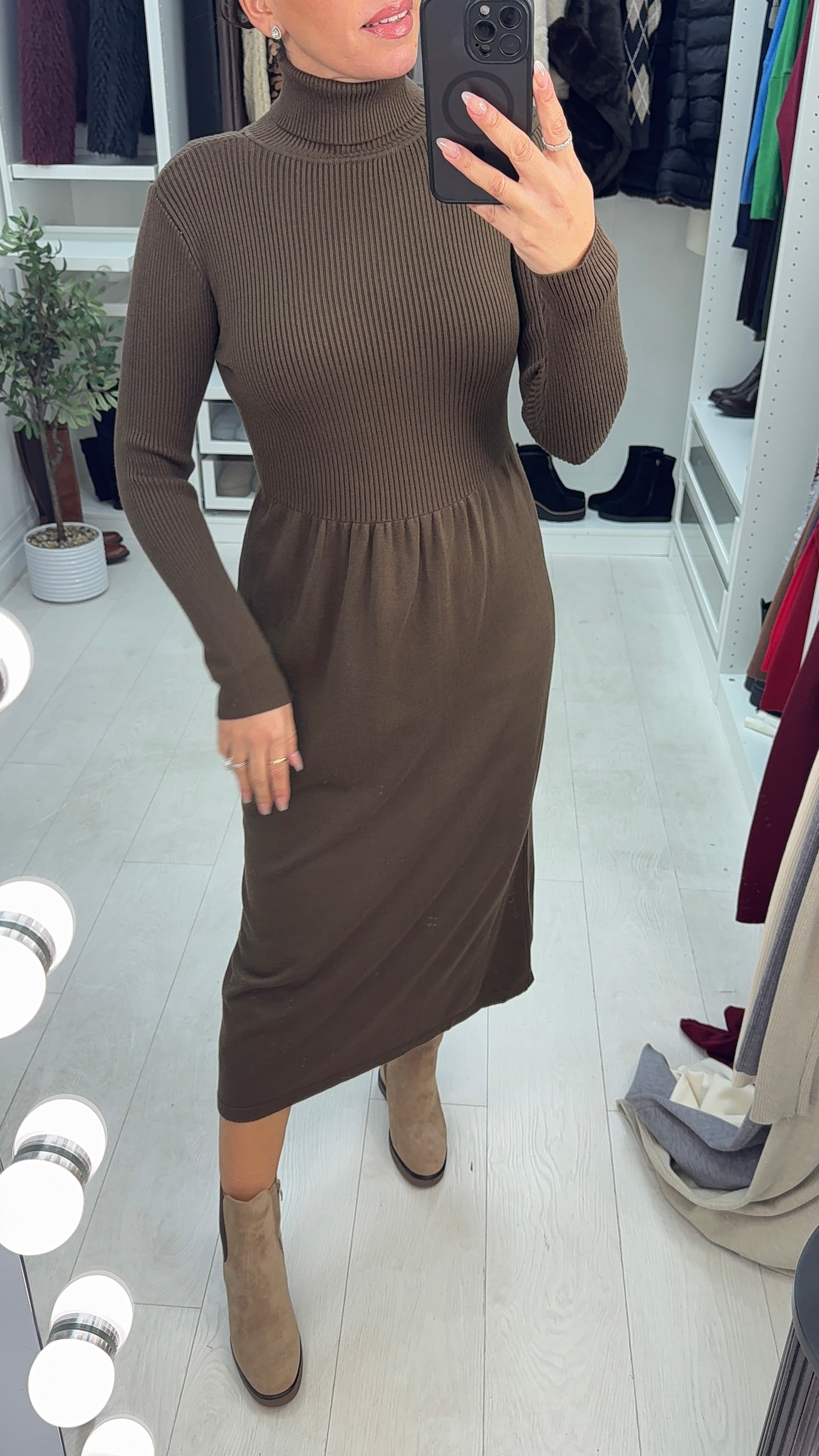 Netima Plain Roll Neck Jumper Dress