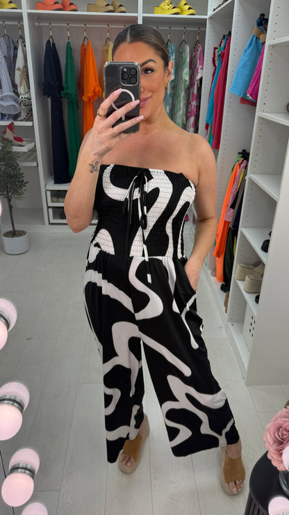 Aylan Abstract Print Elasticated Bust Jumpsuit