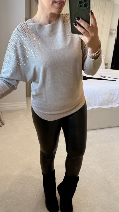 Laurence Embellished Shoulder Knit Jumper