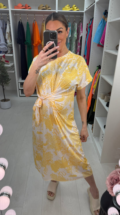 Salma Tie Side Jungle Print Midi Dress