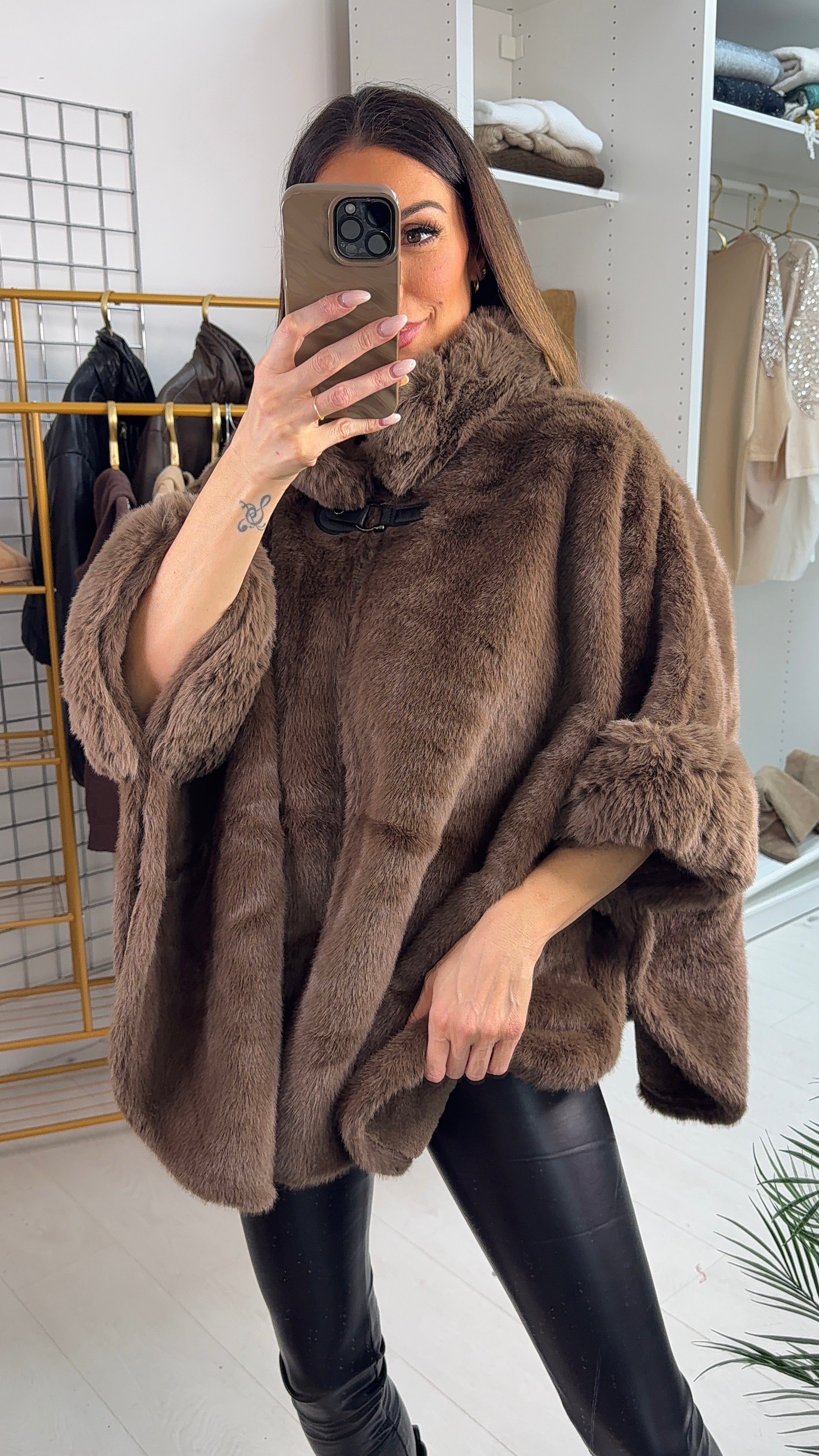 Davina Faux Fur Poncho Jacket