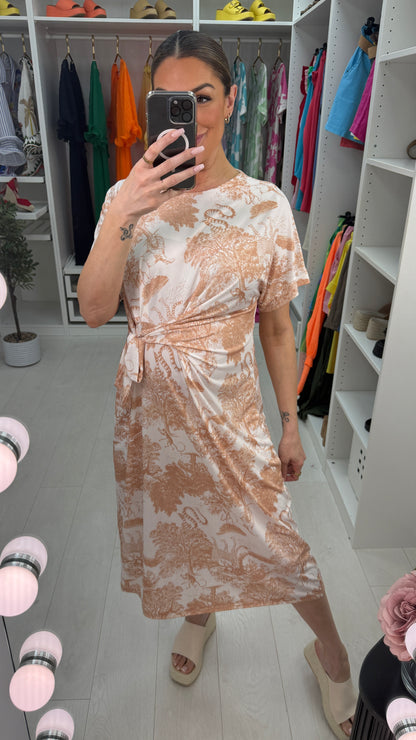 Salma Tie Side Jungle Print Midi Dress