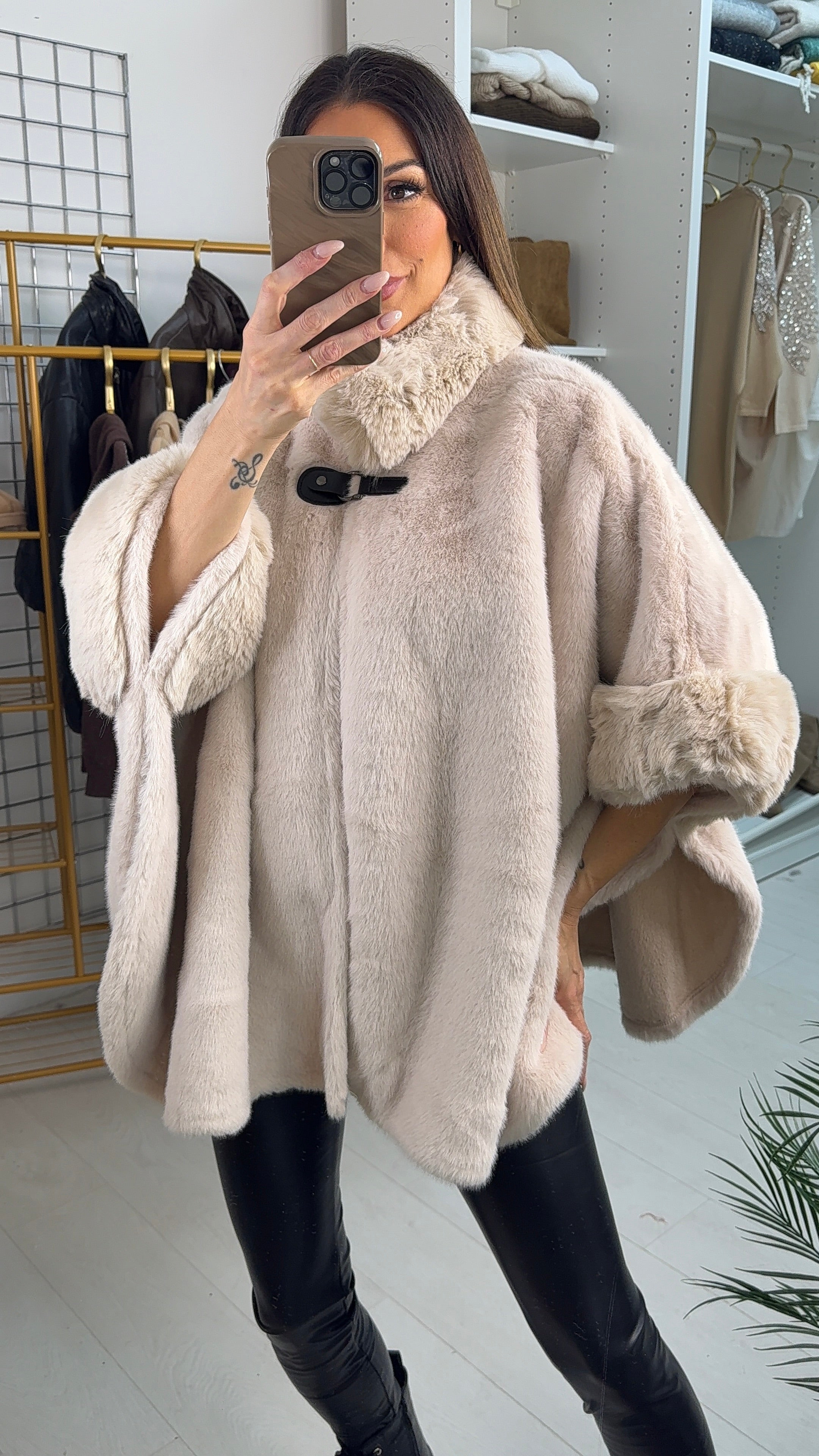 Davina Faux Fur Poncho Jacket