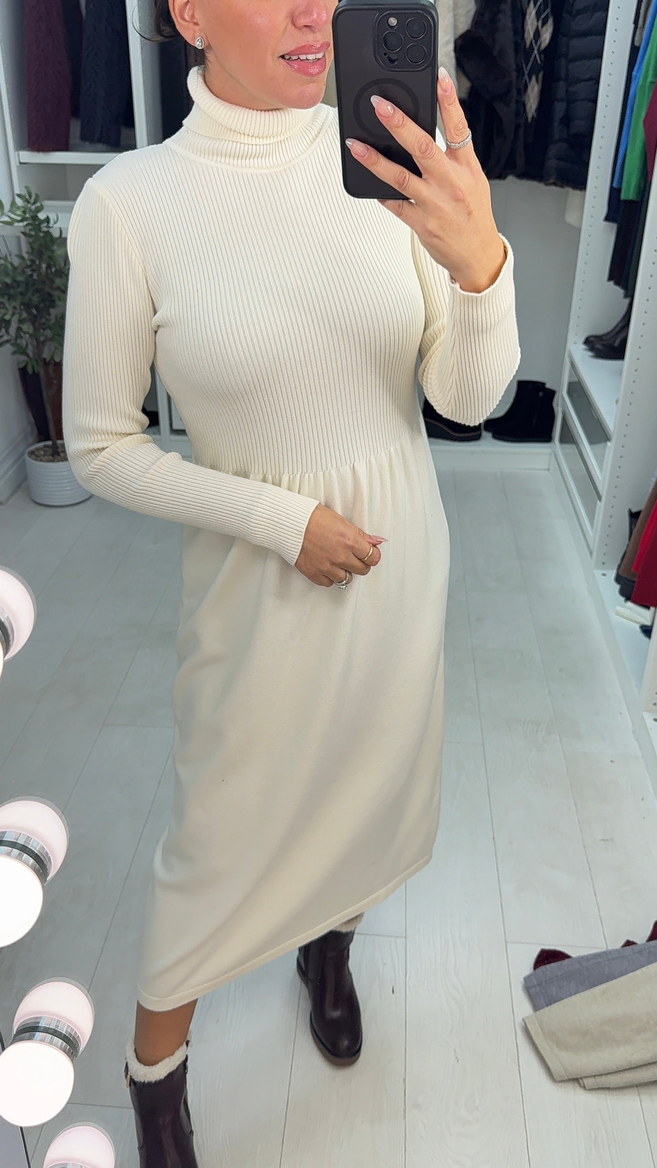 Netima Plain Roll Neck Jumper Dress