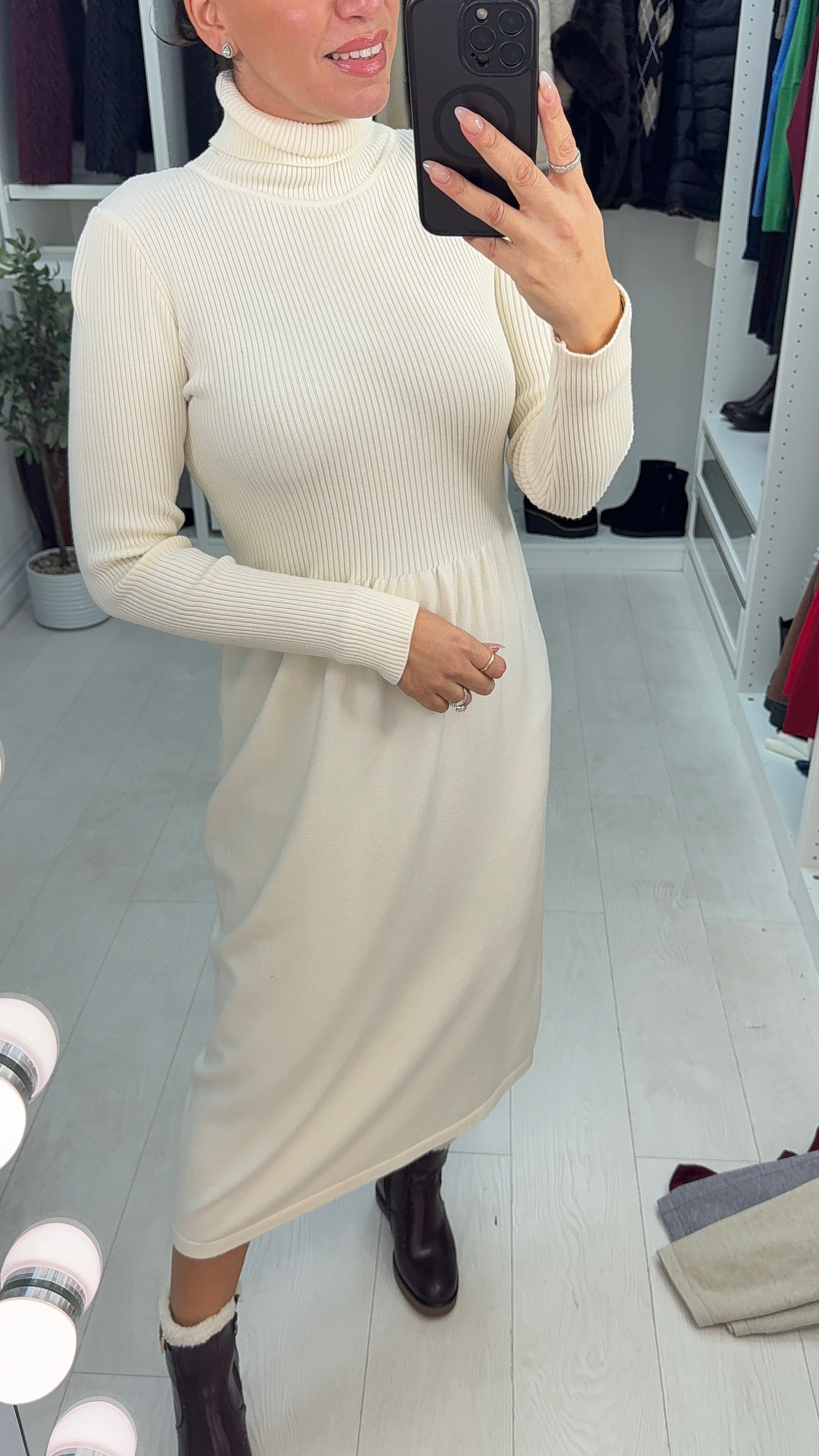Netima Plain Roll Neck Jumper Dress