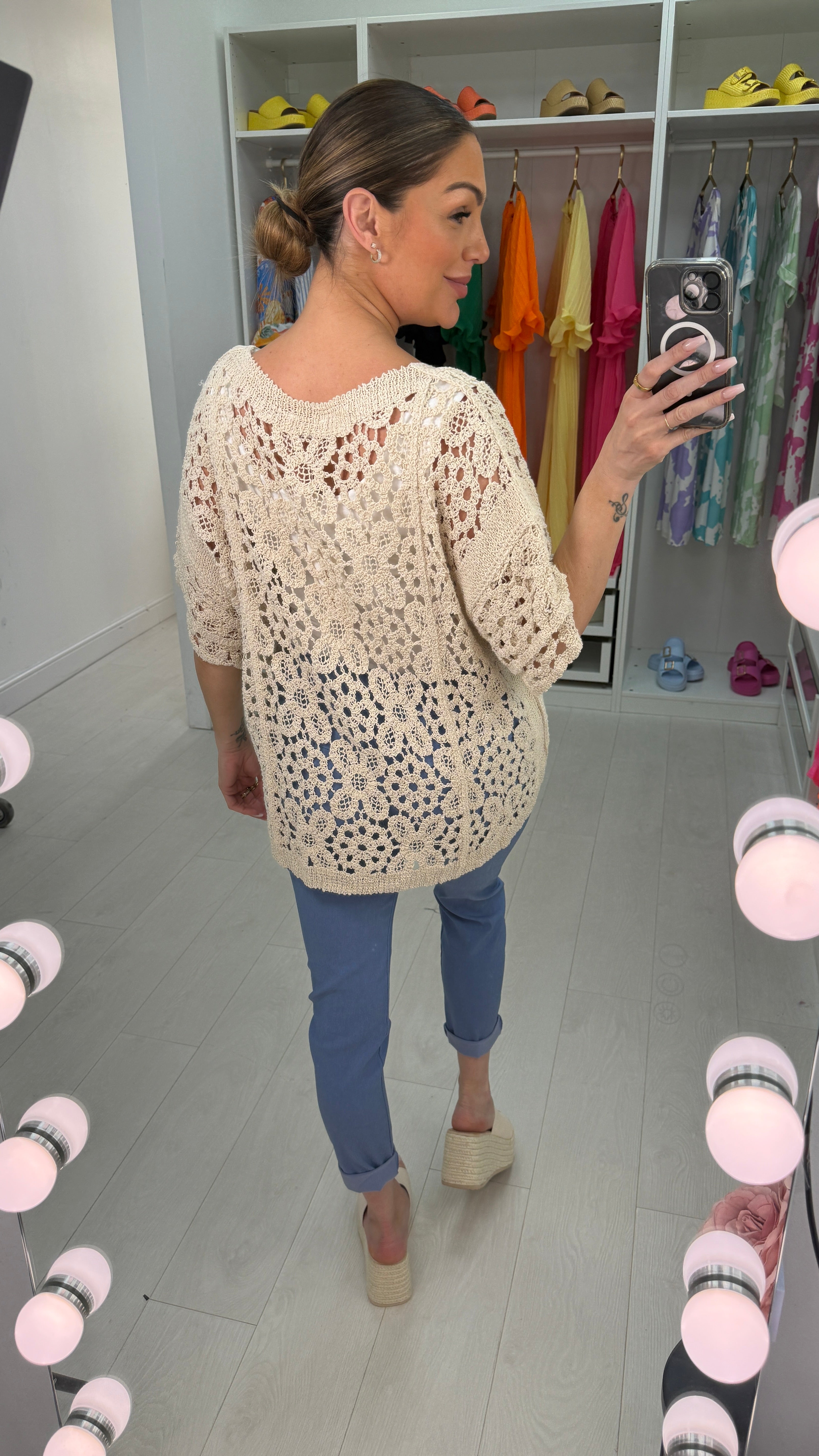 Mayara Plain Crochet Short Sleeve Top