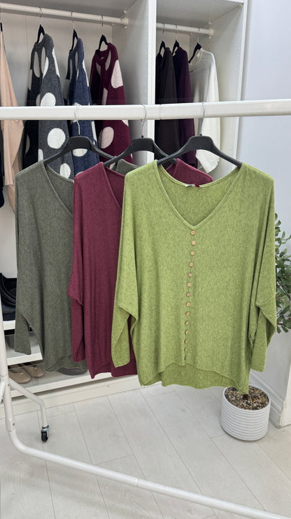 Bonita Button Detailed V Neck Knit Jumper