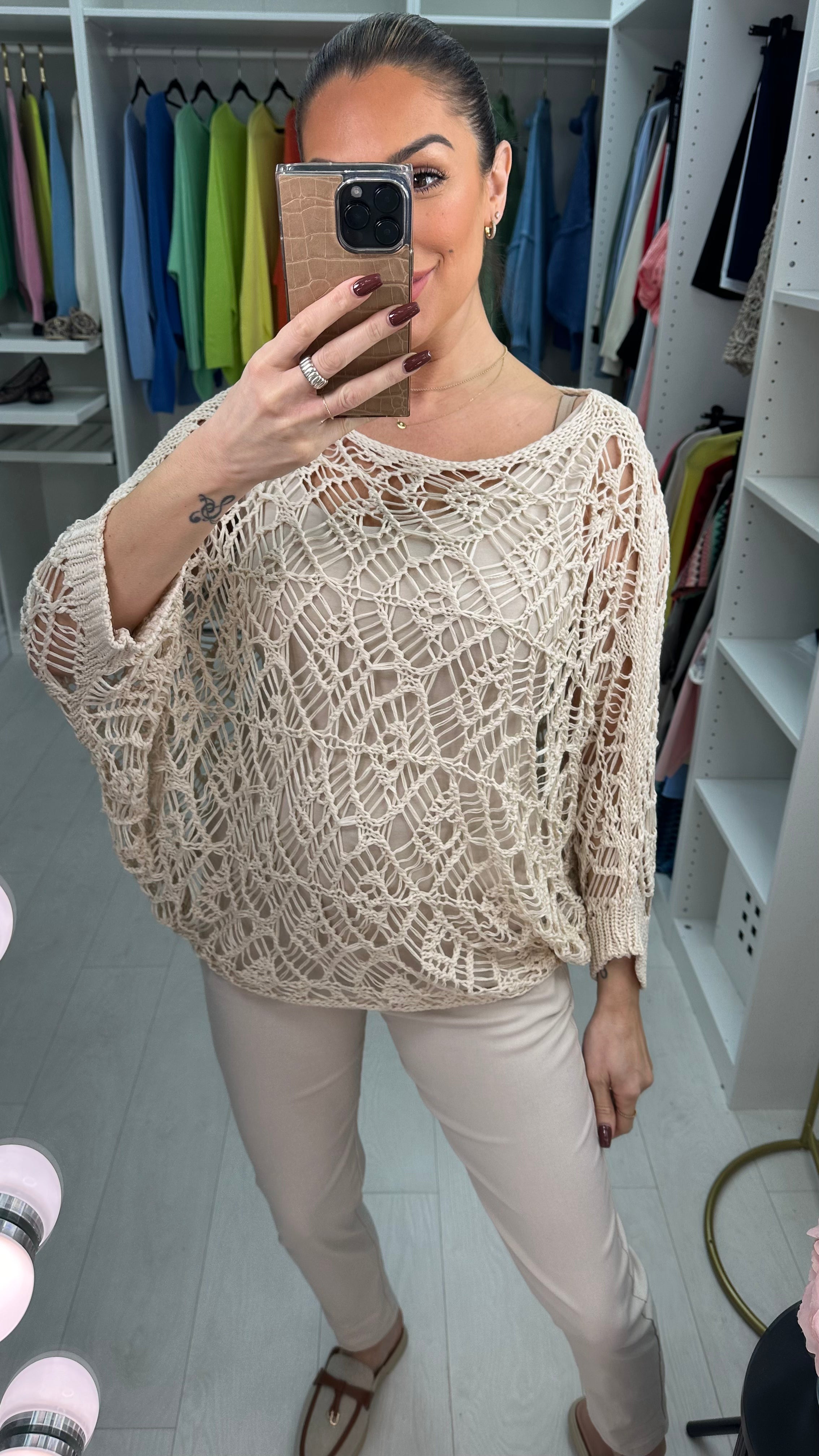 Sierra Plain Batwing Sleeve Crochet Top