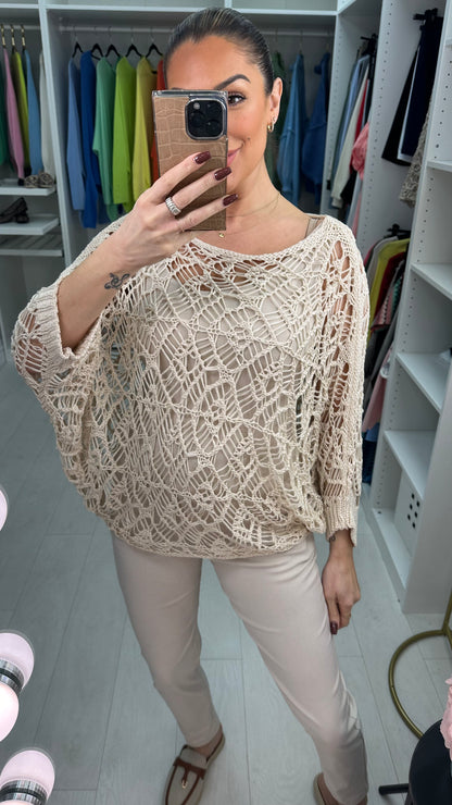 Sierra Plain Batwing Sleeve Crochet Top
