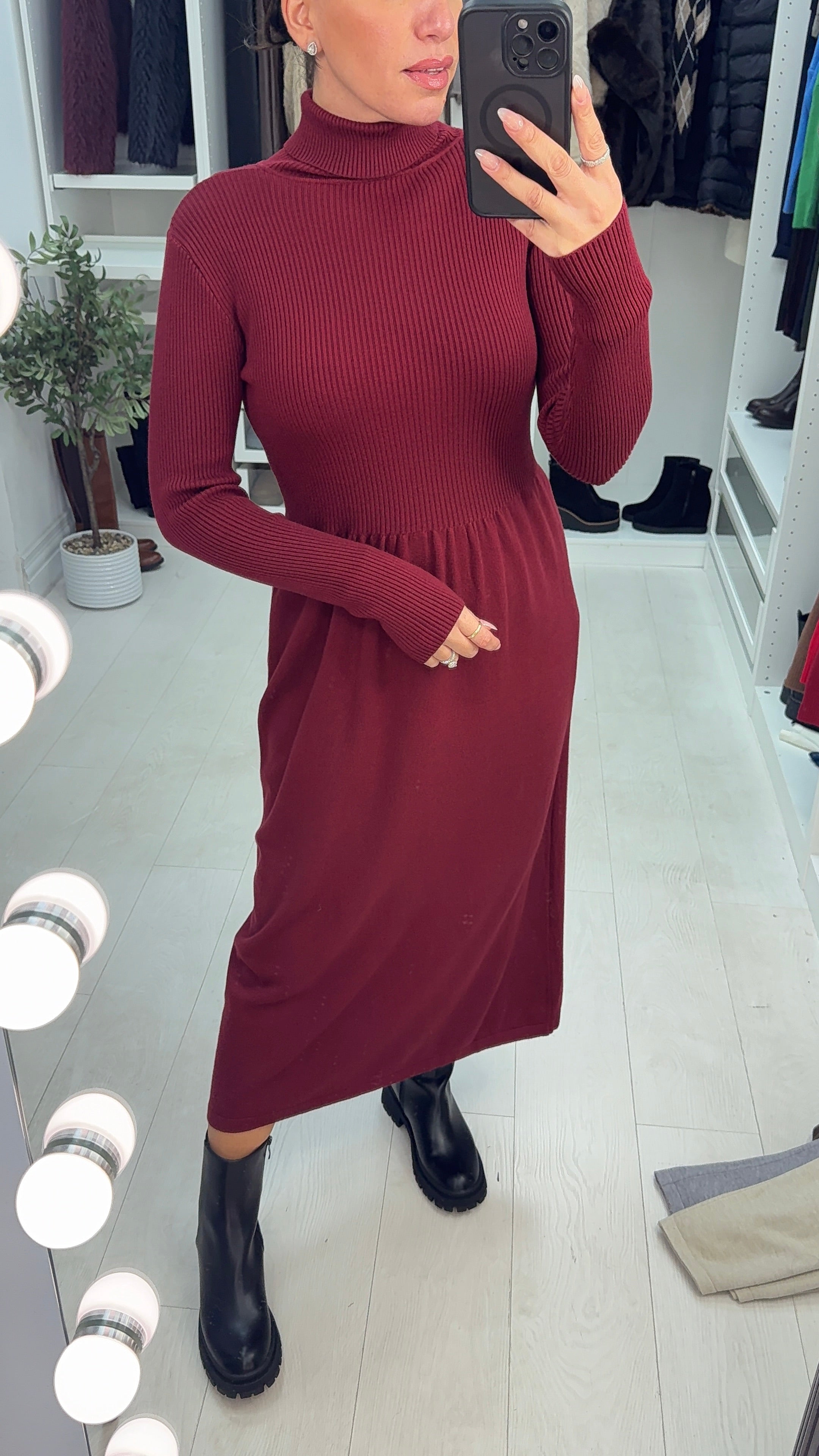 Netima Plain Roll Neck Jumper Dress