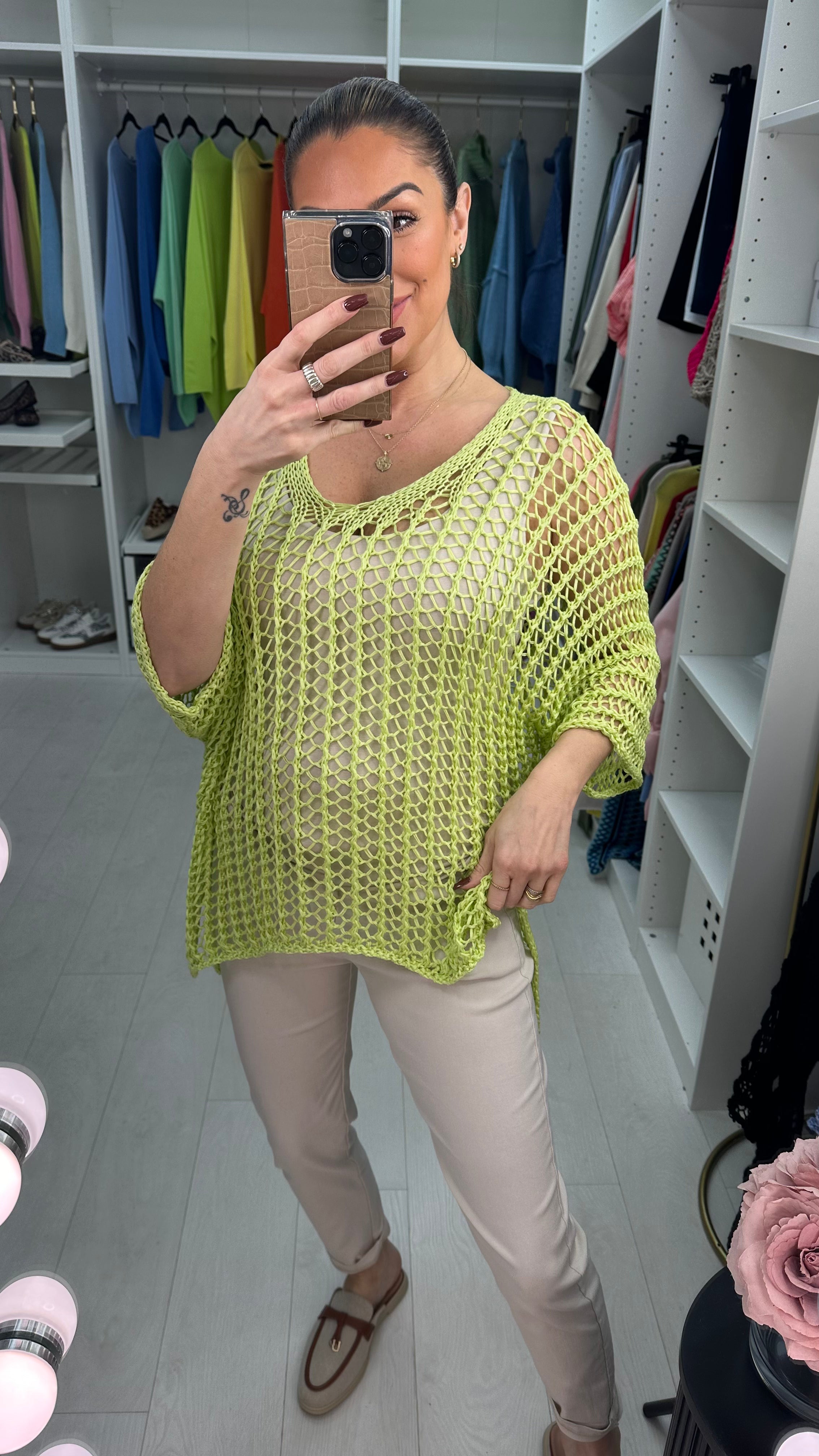 Katy Loose Fit Batwing Sleeve Crochet Top