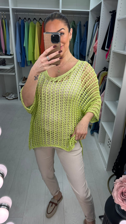 Katy Loose Fit Batwing Sleeve Crochet Top