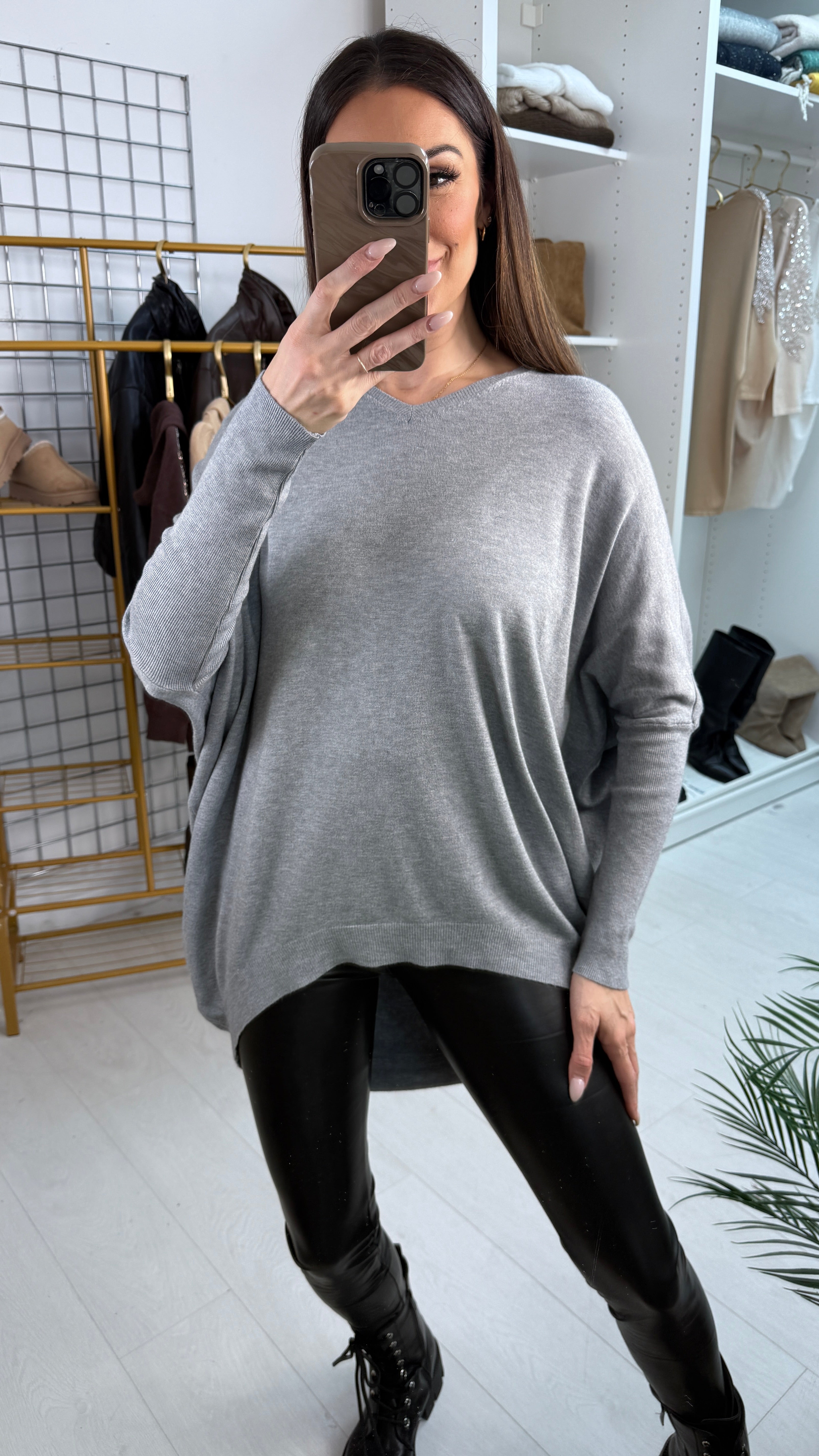 Olia Diamante Bow Back Loose Fit Jumper