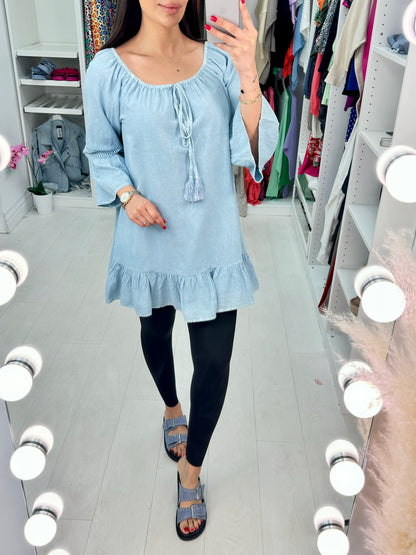 Elsie Linen Tie Bardot Top