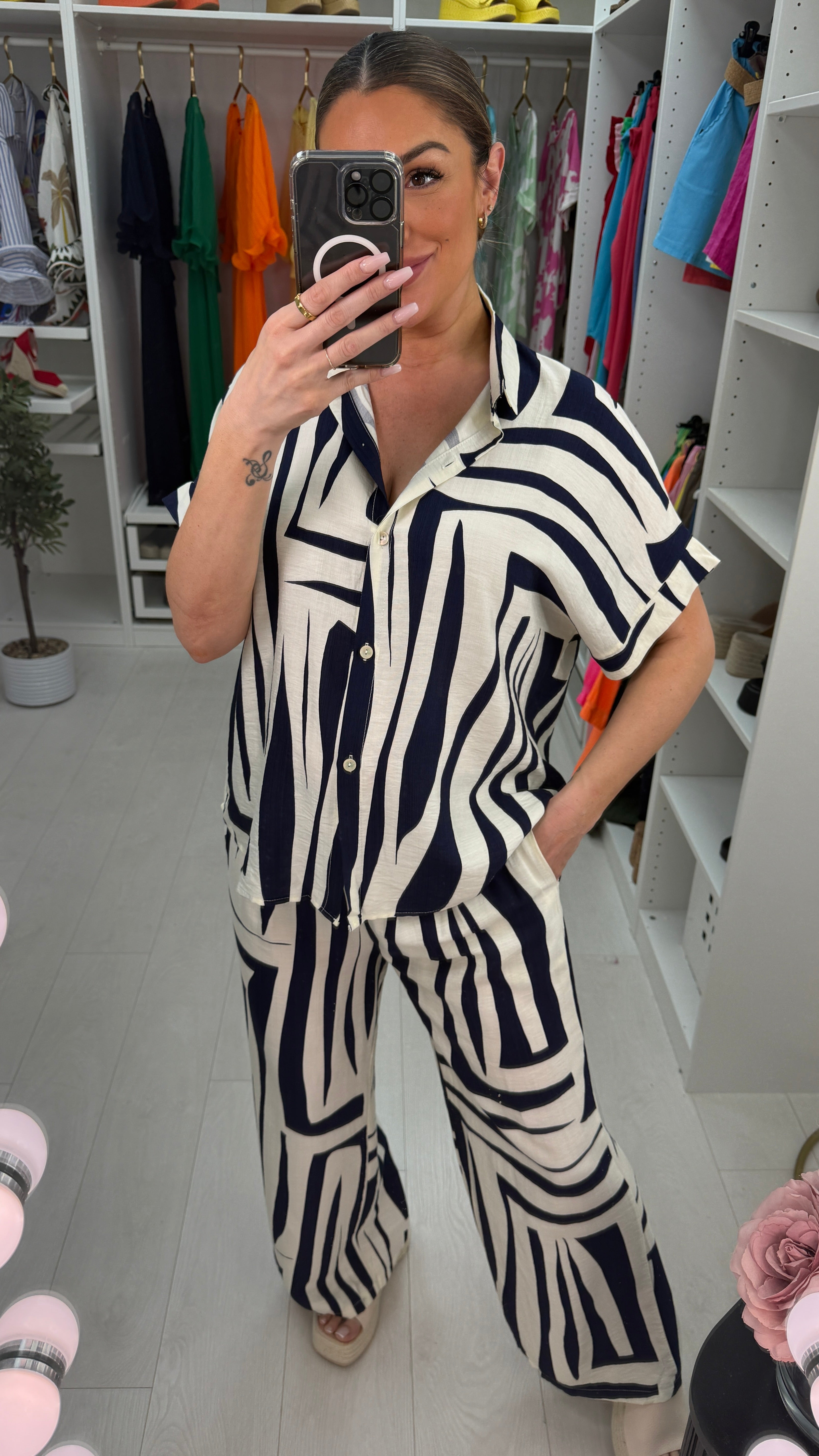 Dilly Abstract Print Shirt Co-Ord Set