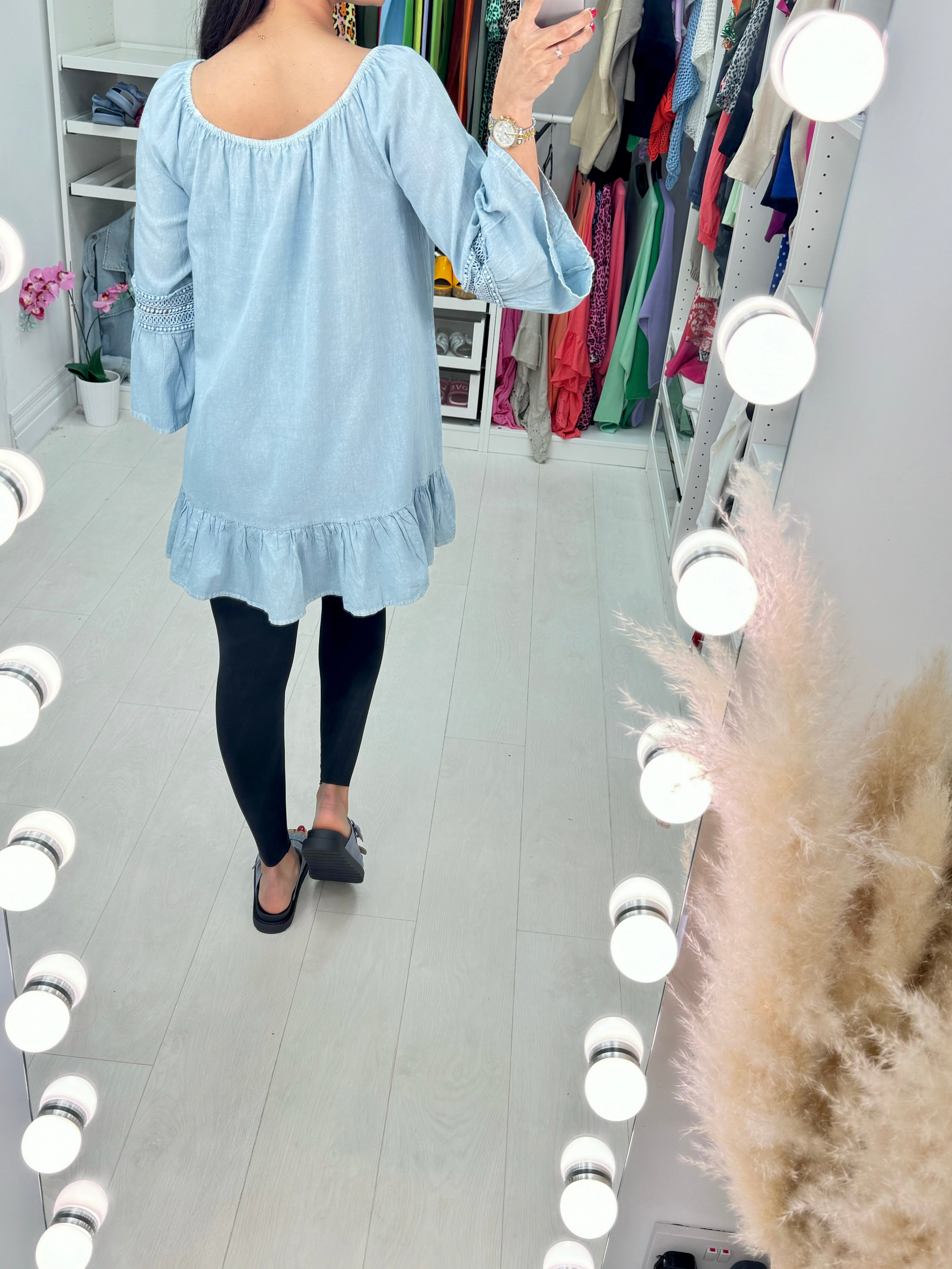 Elsie Linen Tie Bardot Top