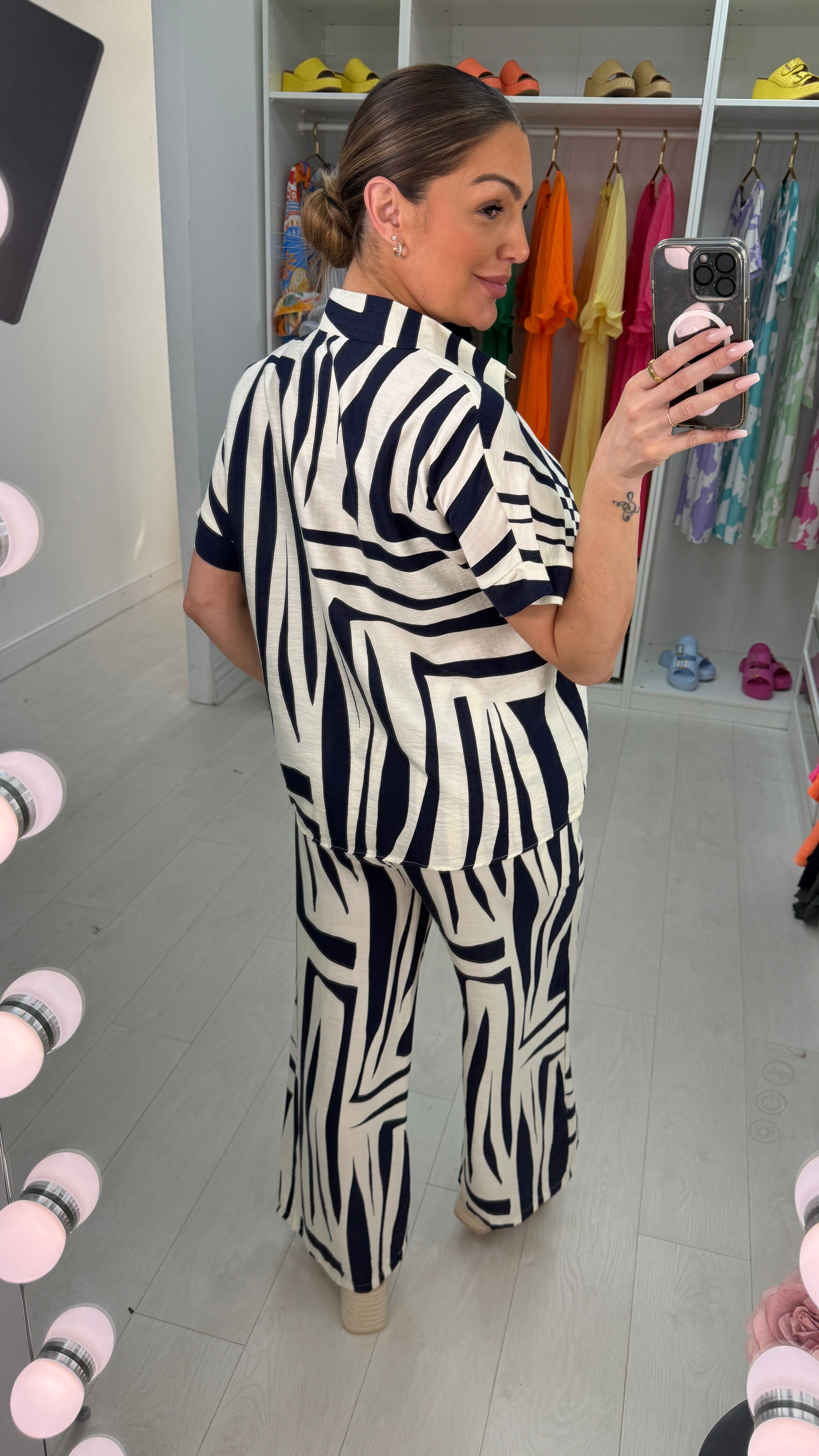 Dilly Abstract Print Shirt Co-Ord Set