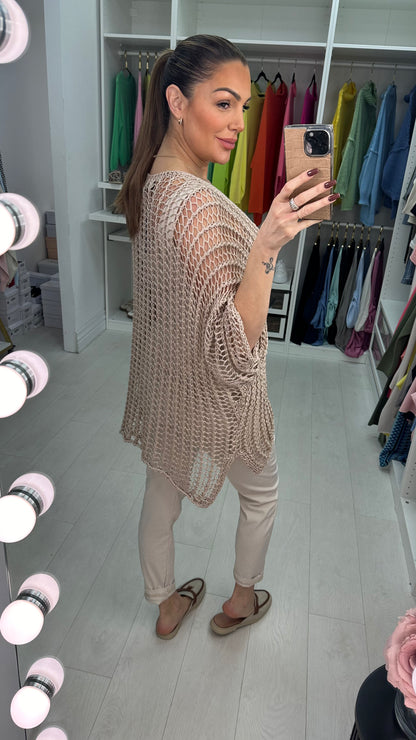 Katy Loose Fit Batwing Sleeve Crochet Top